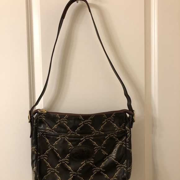 Printed brown leather Longchamp bag - Picture 4 of 11